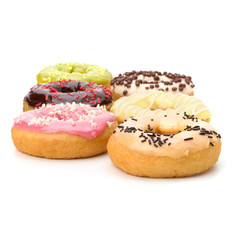 Obraz na płótnie Canvas Delicious doughnuts isolated on white background