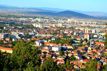 Fototapeta na wymiar Aerial view of the city Brasov, in the center of Transylvania, Romania