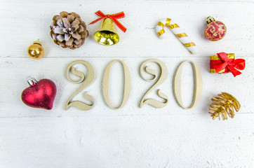 New Year gold 2020 on a white background