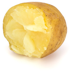 one boiled peeled potato half isolated on white background cutout