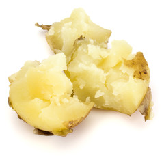 boiled peeled potatoes isolated on white background cutout