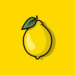 Lemon icon. Fruit isolated on background. Vector flat design 