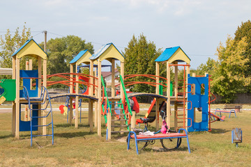 Fototapeta na wymiar New beautiful playground on a sunny day