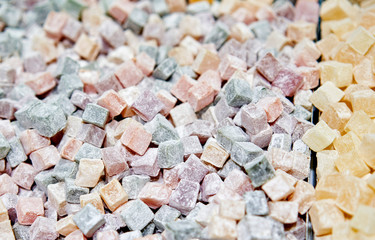 fresh Oriental sweets on the counter