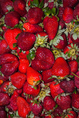 Fresh ripe strawberries full frame background. Fresh juice strawberry, healthy berry food photo.