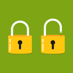 Lock open and lock closed. Concept password, blocking, security. Icon for web and mobile application. Vector illustration.