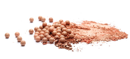 Face powder makeup, blusher balls, isolated on white background