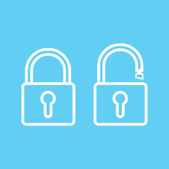 Lock open and lock closed. Concept password, blocking, security. Icon for web and mobile application. Vector illustration.
