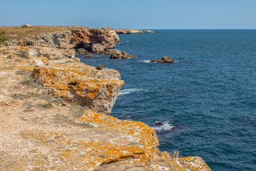 Seascape. The colored rock massifs in Tyulenovo - one of the most picturesque places on the Northern Black Sea coast, Bulgaria.