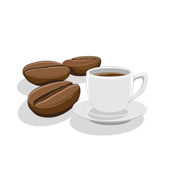 Coffee Beans and Coffee Cup Breakfast Illustration