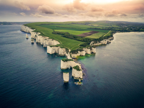Aerial view of Old Harry Rocks