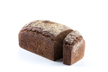Rye bread slices isolated on white background