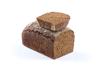 Rye bread slices isolated on white background