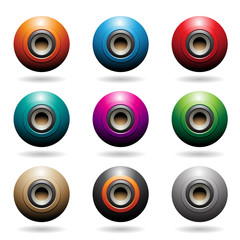 Colorful Embossed Sphere Loudspeaker Icons Illustration