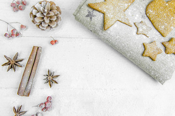 New year, Christmas, background. balls, cinnamon, bump, ash, snow.