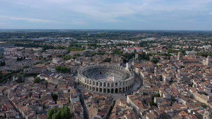 Arenas of Arles roman amphitheater Aerial video