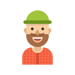 Male avatar on white background. Flat cartoon style. Vector illustration.