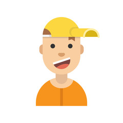 Male avatar on white background. Flat cartoon style. Vector illustration.
