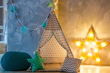 Beautiful fairy lights in a nursery © Angelov