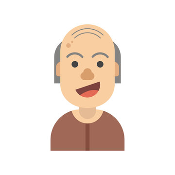 Old man avatar. Flat cartoon style. Vector illustration.