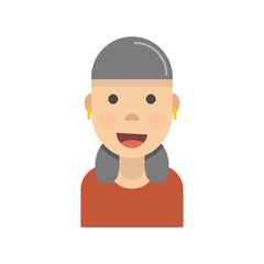 Old woman avatar on white background. Flat cartoon style. Vector illustration.
