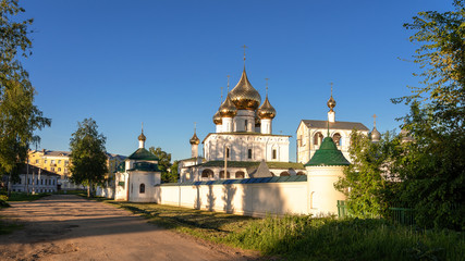 The view of the Resurrection Cathedral from the Volga river in the ancient town of Uglich, Yaroslavl region, Russia