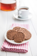 Sweet chocolate biscuits. Chocolate cookies.