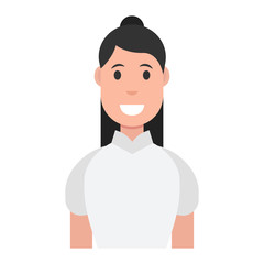 Female avatar on white background. Vector illustration.