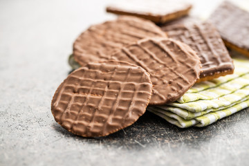 Sweet chocolate biscuits. Chocolate cookies.