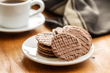 Sweet chocolate biscuits. Chocolate cookies.