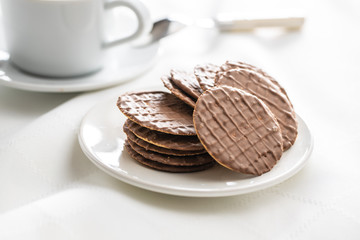 Sweet chocolate biscuits. Chocolate cookies.