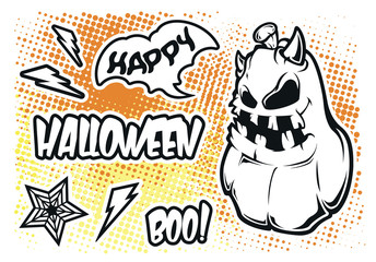 Vector set of stickers for halloween on a white