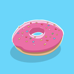 Doughnut Icon on a Blue Background Illustration