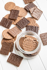 Sweet chocolate biscuits. Chocolate cookies.