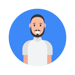 Male avatar on white background. User icon. Vector illustration.