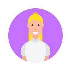 Female avatar on white background. Vector illustration.