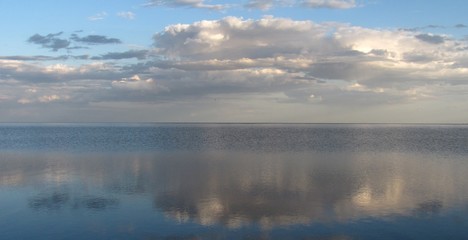 view of the horizon from the shore