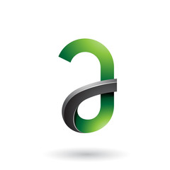 Green and Black Bold Curvy Letter A Illustration