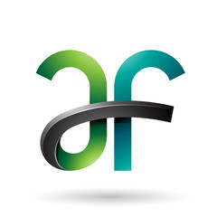 Green and Black Bold Curvy Letters A and F Illustration