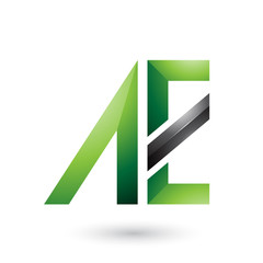 Green and Black Geometrical Dual Letters of A and E Illustration