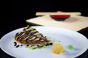 japanese food delicious salmon uramaki sushi with rice