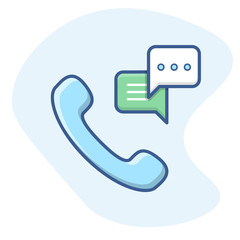 Handset telephone and message bubbles line icon.