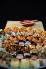 japanese food delicious salmon uramaki sushi with rice