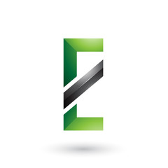 Green and Black Letter E with a Diagonal Line Illustration