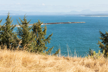 USA, Washington State, Ilwaco, Cape Disappointment State Park. View looking south across the...