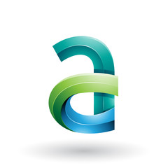 Green and Blue 3d Bold Curvy Letter A Illustration