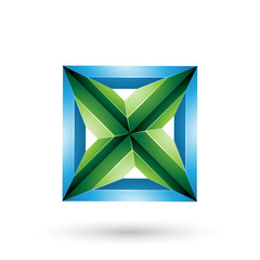 Green and Blue 3d Geometrical Embossed Triangle Diamond X Shape Illustration
