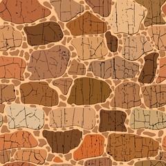 Masonry walls made of large stones. Vector seamless