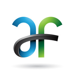 Green and Blue Bold Curvy Letters A and F Illustration