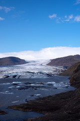Fototapeta na wymiar Hoffellsjokull glacier and lagoon in Vatnajökull National Park in the South of Iceland. Europe.